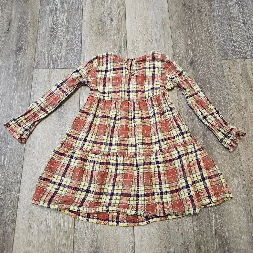 Gymboree Dip 2 Dress Bundle Plaid Ruffles Long Sleeve Girls Toddlers 4T Brown
